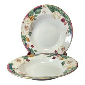 Vintage 1998 Tienshan Fine China Magnolia Soup Cereal Bowls - Set Of 4